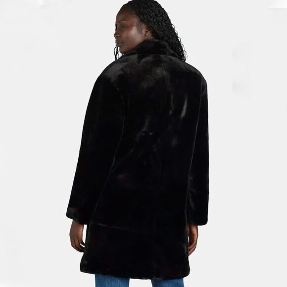 Steve Madden NYC Black Faux Fur Coat - Picture 3 of 7